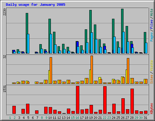 Daily usage for January 2005