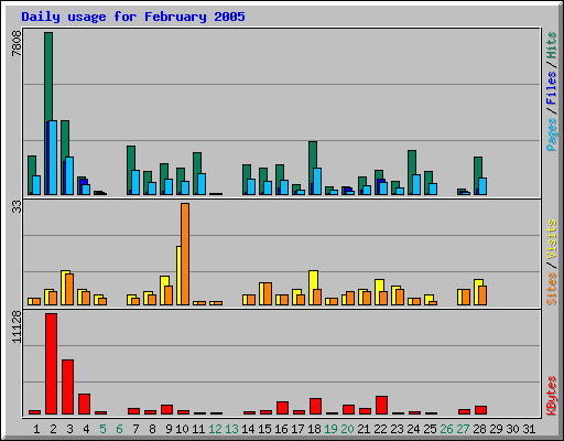 Daily usage for February 2005