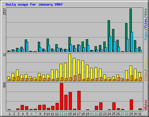 Daily usage for January 2007