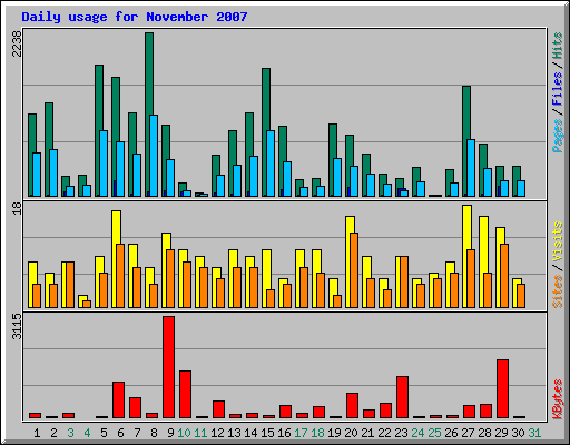 Daily usage for November 2007