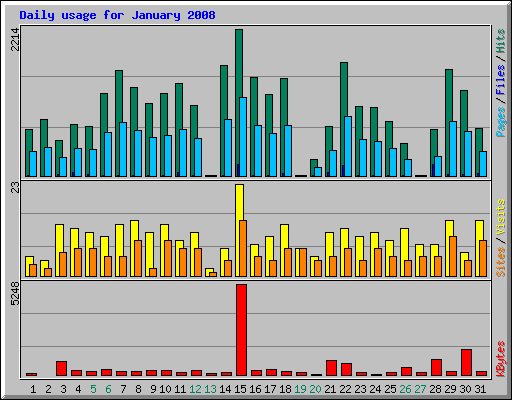 Daily usage for January 2008