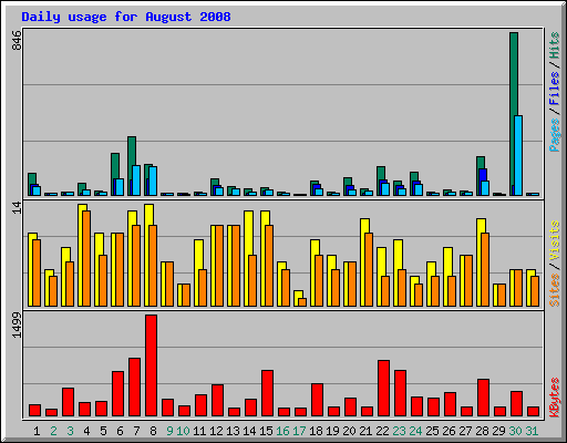 Daily usage for August 2008