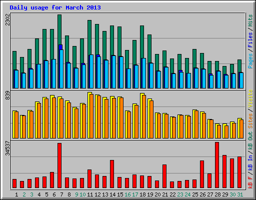 Daily usage for March 2013