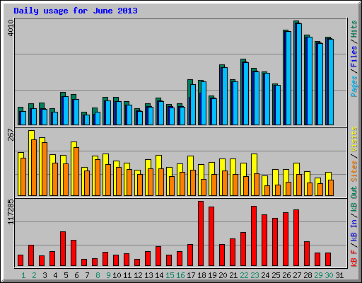 Daily usage for June 2013