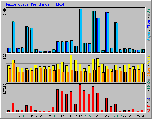 Daily usage for January 2014