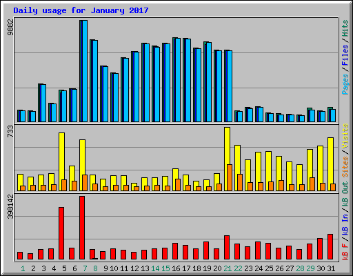 Daily usage for January 2017