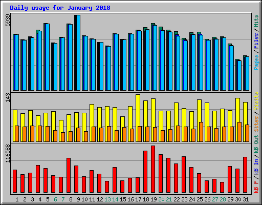 Daily usage for January 2018