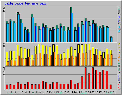 Daily usage for June 2019