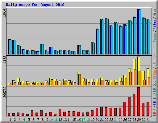 Daily usage for August 2019