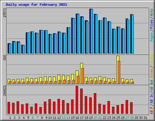 Daily usage for February 2021