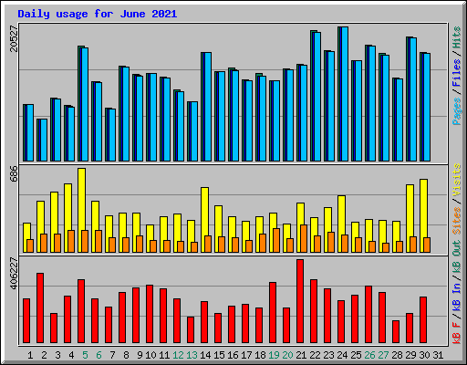 Daily usage for June 2021