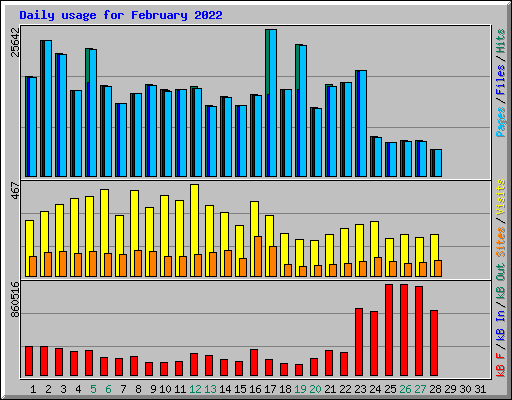 Daily usage for February 2022