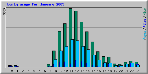 Hourly usage for January 2005