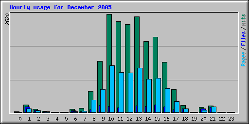 Hourly usage for December 2005