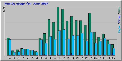 Hourly usage for June 2007