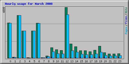 Hourly usage for March 2008