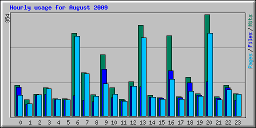 Hourly usage for August 2009