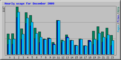 Hourly usage for December 2009