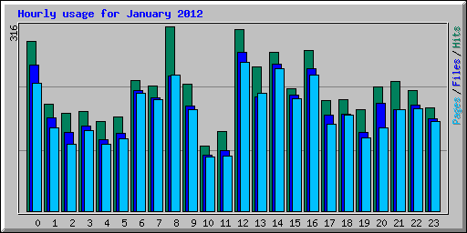 Hourly usage for January 2012