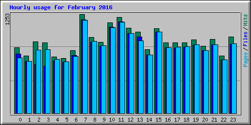 Hourly usage for February 2016